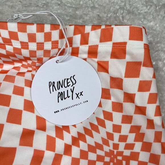 Princess Polly Checkmate Mini Skirt Orange White - Picture 9 of 10